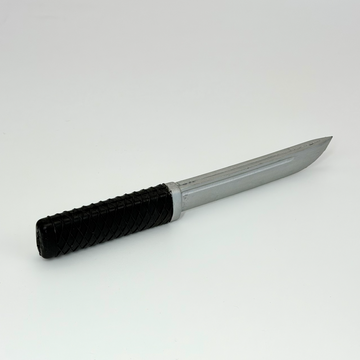 Rubber knife with silver blade