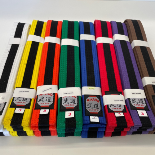 Coloured Rank Belts with Black Stripes