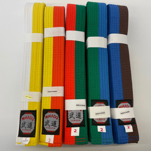 Split Coloured Rank Belts (half and half)
